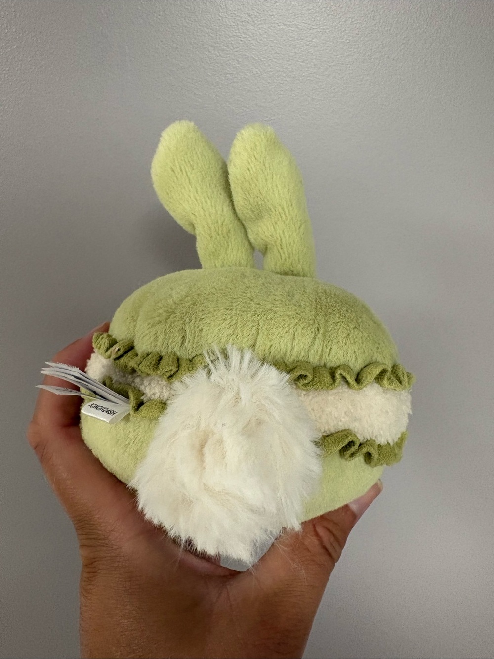 Retired Jellycat Dainty Desert Green Bunny Macaroon Plush with Ruffle - Picture 2 of 4